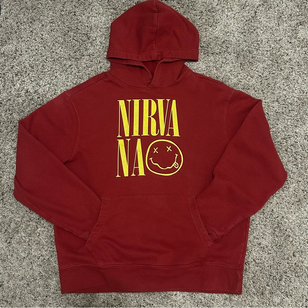 Old Navy Nirvana Hoodie Mens Medium Smiley Face Nirvana